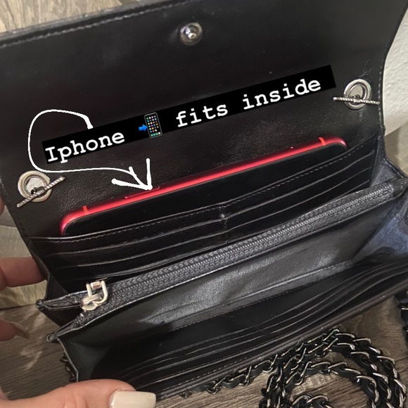 🖤♣️Chanel Quilted Flap Wallet Chain Gunmetal Hardware Gusset Crossbody - Picture 7 of 9